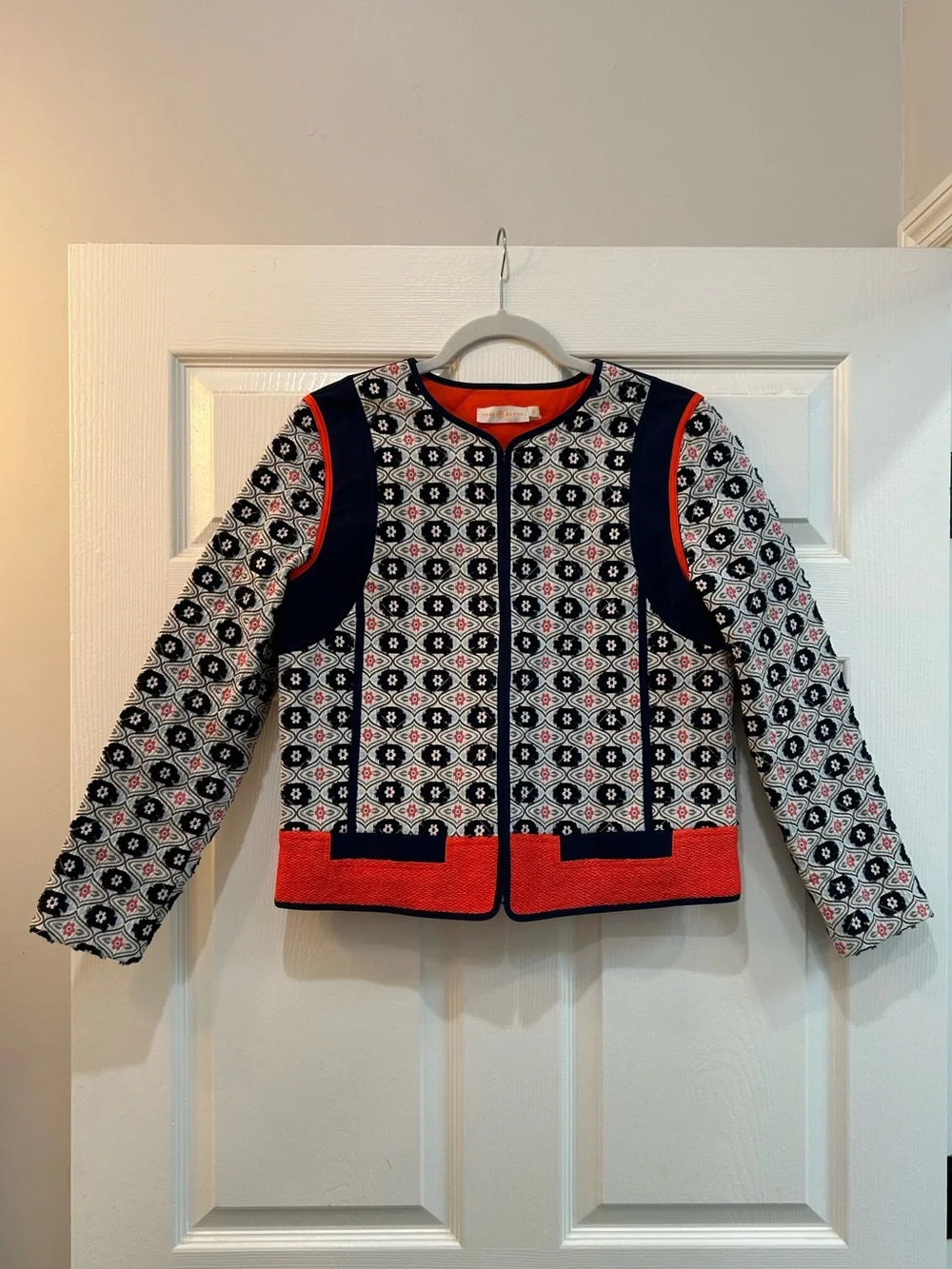 Tory Burch Rainford Daisy-Jacquard Cropped Jacket Size 6